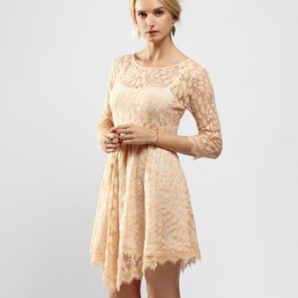 Creamy Peach Free People Asymmetrical Dress